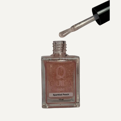 Quida Cuticle Oil Sparkled Peach 15ml - flesje met pipet, perzik nagelriemolie met glitter