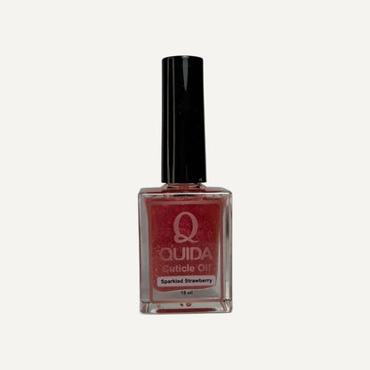 Quida Cuticle Oil Sparkled Strawberry 15ml - flesje met Quida label, verzorgende nagelriemolie