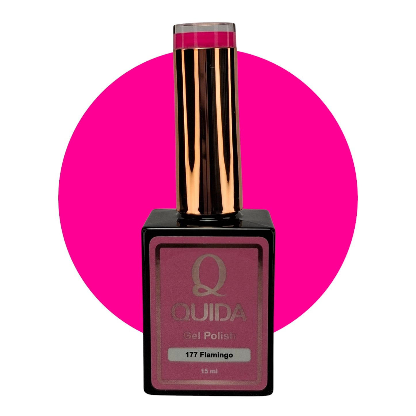 Quida Gelpolish 177 Flamingo - elektrisch neon fuchsia-roze kleur swatch 15ml