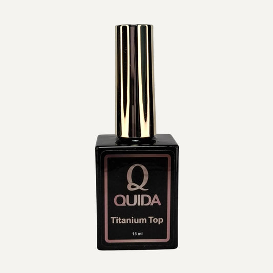 Quida Titanium Top No Wipe 15ml - flesje met Quida label, krasbestendige topcoat