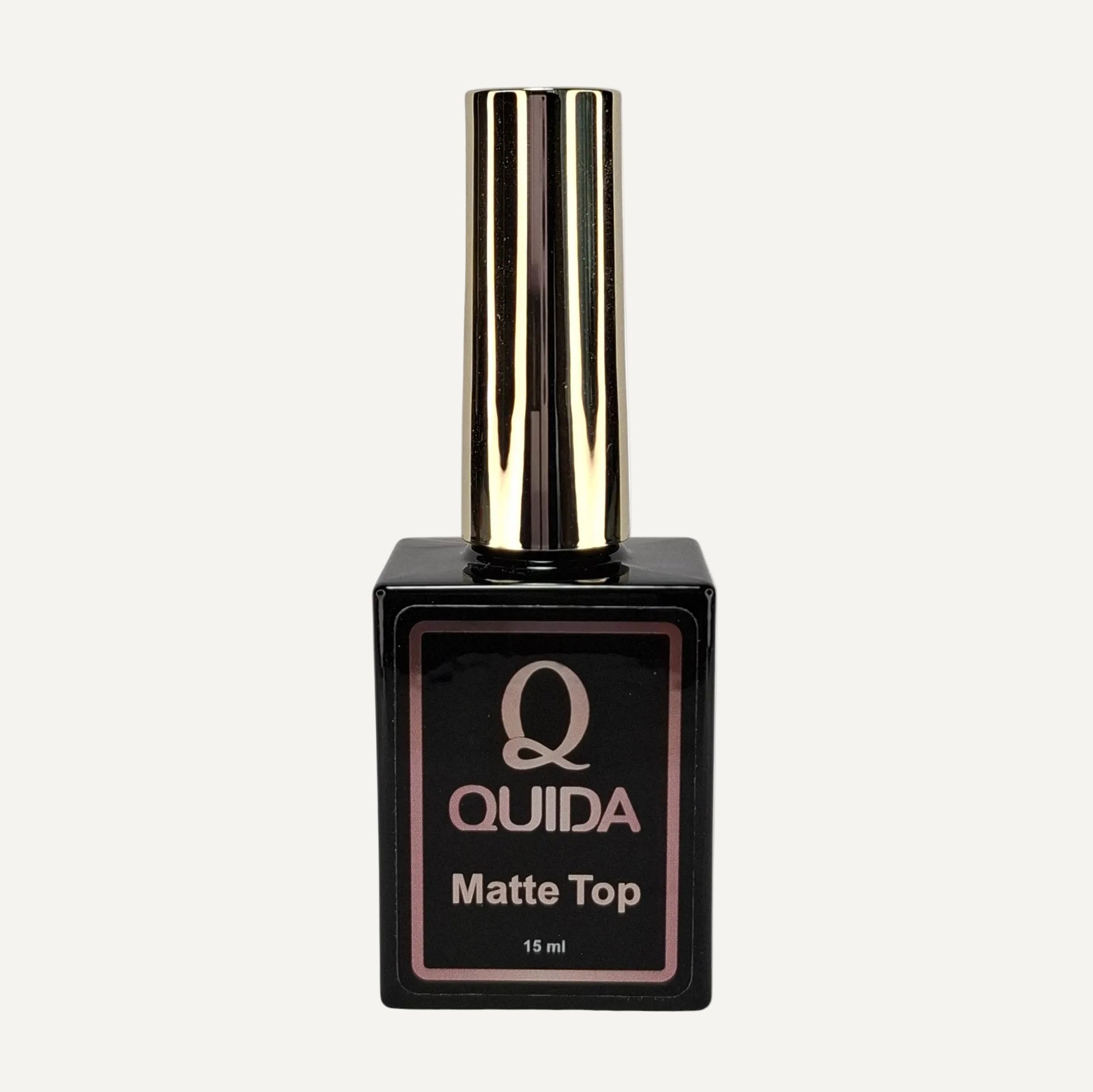 Quida Matte Top No Wipe 15ml - flesje met Quida label, krasbestendige matte topcoat