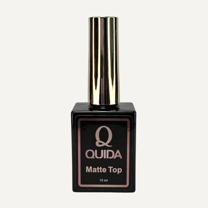 Quida Matte Top No Wipe 15ml - flesje met Quida label, krasbestendige matte topcoat