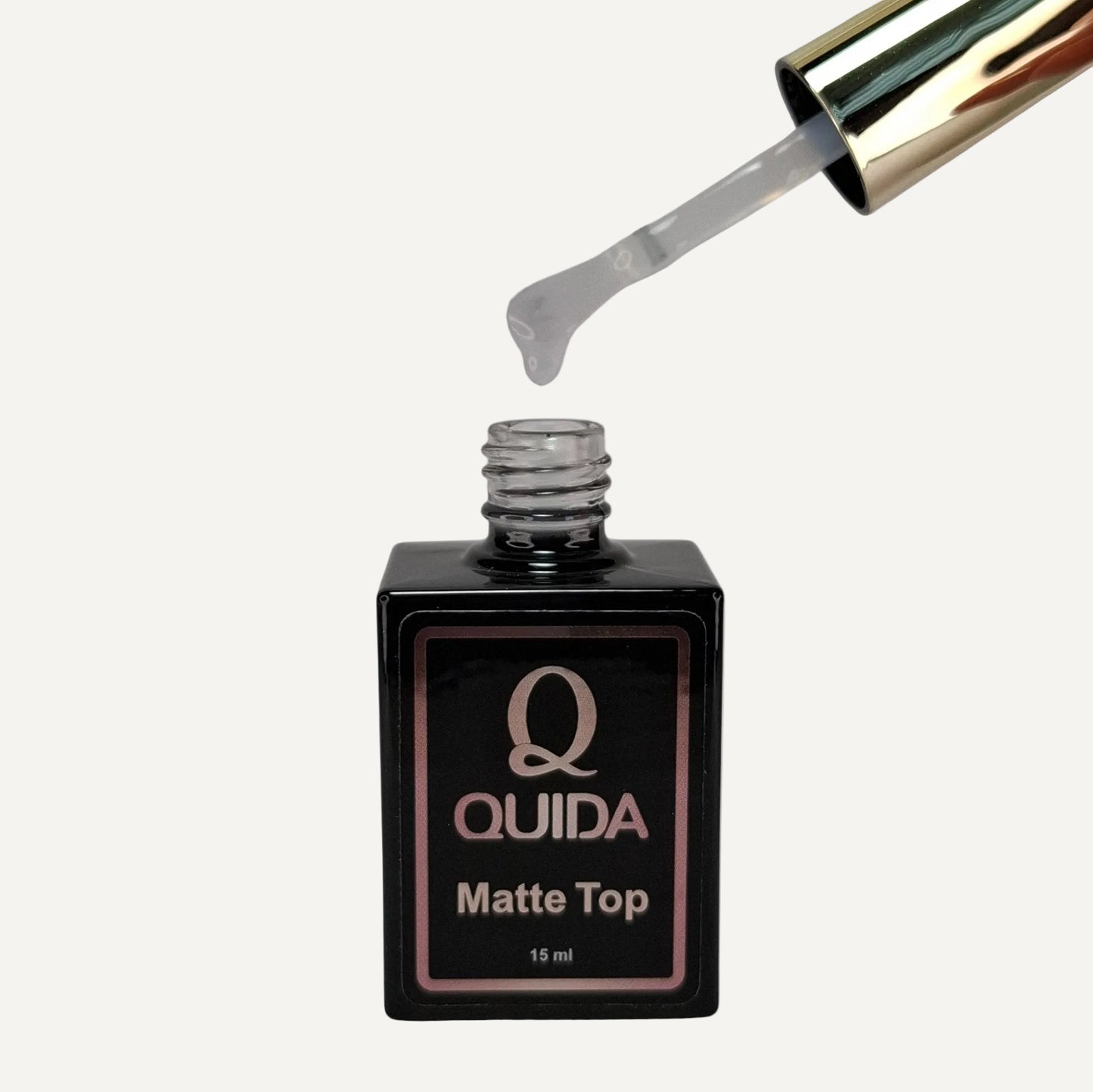 Quida Matte Top No Wipe 15ml - flesje met penseel, matte no-wipe topcoat