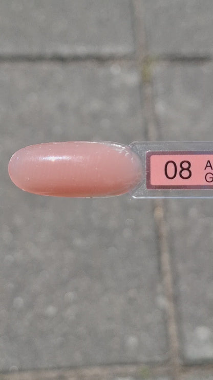 Quida Acrylgel 8 Kyla - warm beige peach acrylgel tube 60gr in het zonlicht, textuur en consistentie zichtbaar