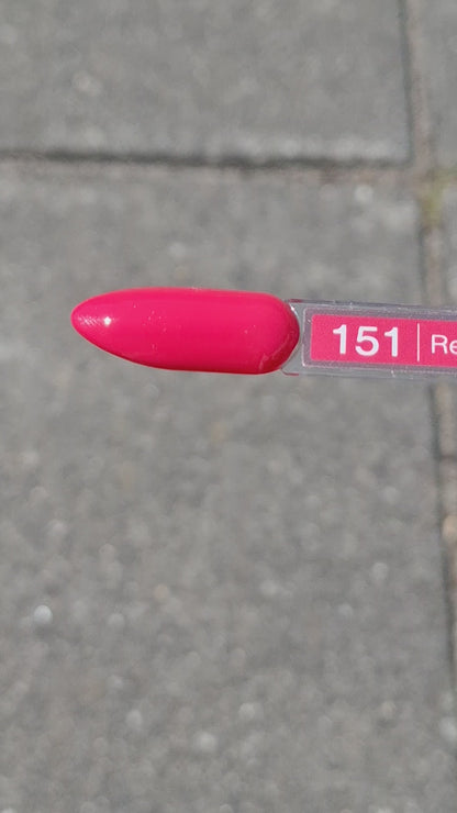 Quida Gelpolish 151 Red Obsession - diep warm framboosrode gelpolish aangebracht op nagels, 15ml
