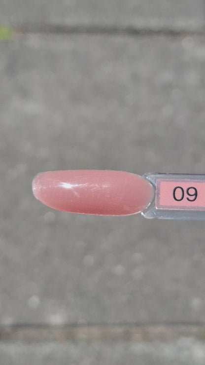 Quida Acrylgel 9 Zoë - diepe roodbruin acrylgel tube 60gr in het zonlicht, textuur en consistentie zichtbaar