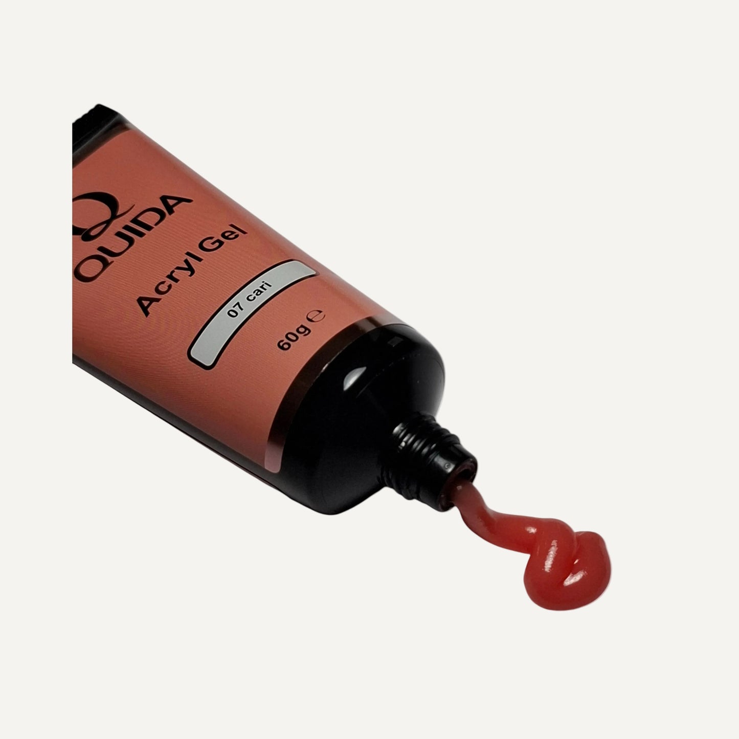 Quida Acrylgel 07 Cari 60g tube met terracotta koraal gel die uit de opening komt