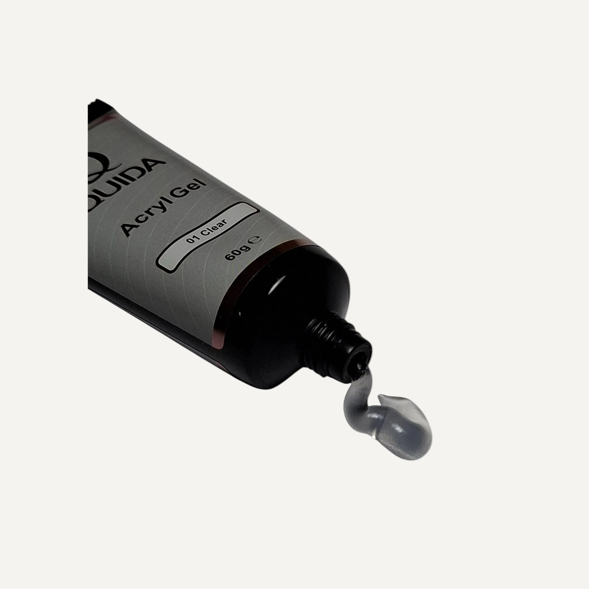 Quida Acrylgel 1 Clear - tube 60gr open met transparante gel eruit, Quida AcrylGel 01 Clear