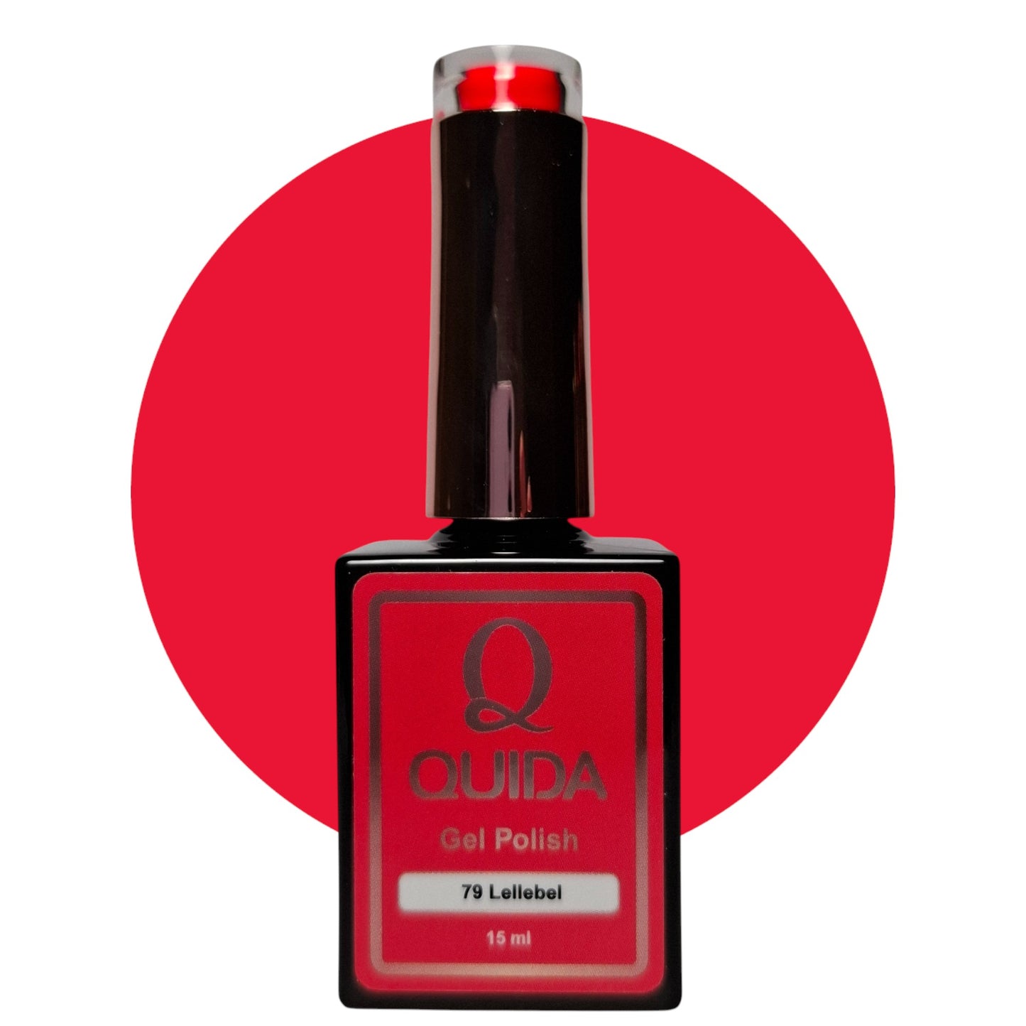 Quida Gelpolish 79 Lellebel - bijna neon oranje-rood-roze kleur swatch 15ml