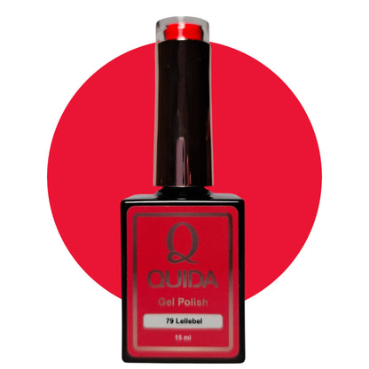 Quida Gelpolish 79 Lellebel - bijna neon oranje-rood-roze kleur swatch 15ml