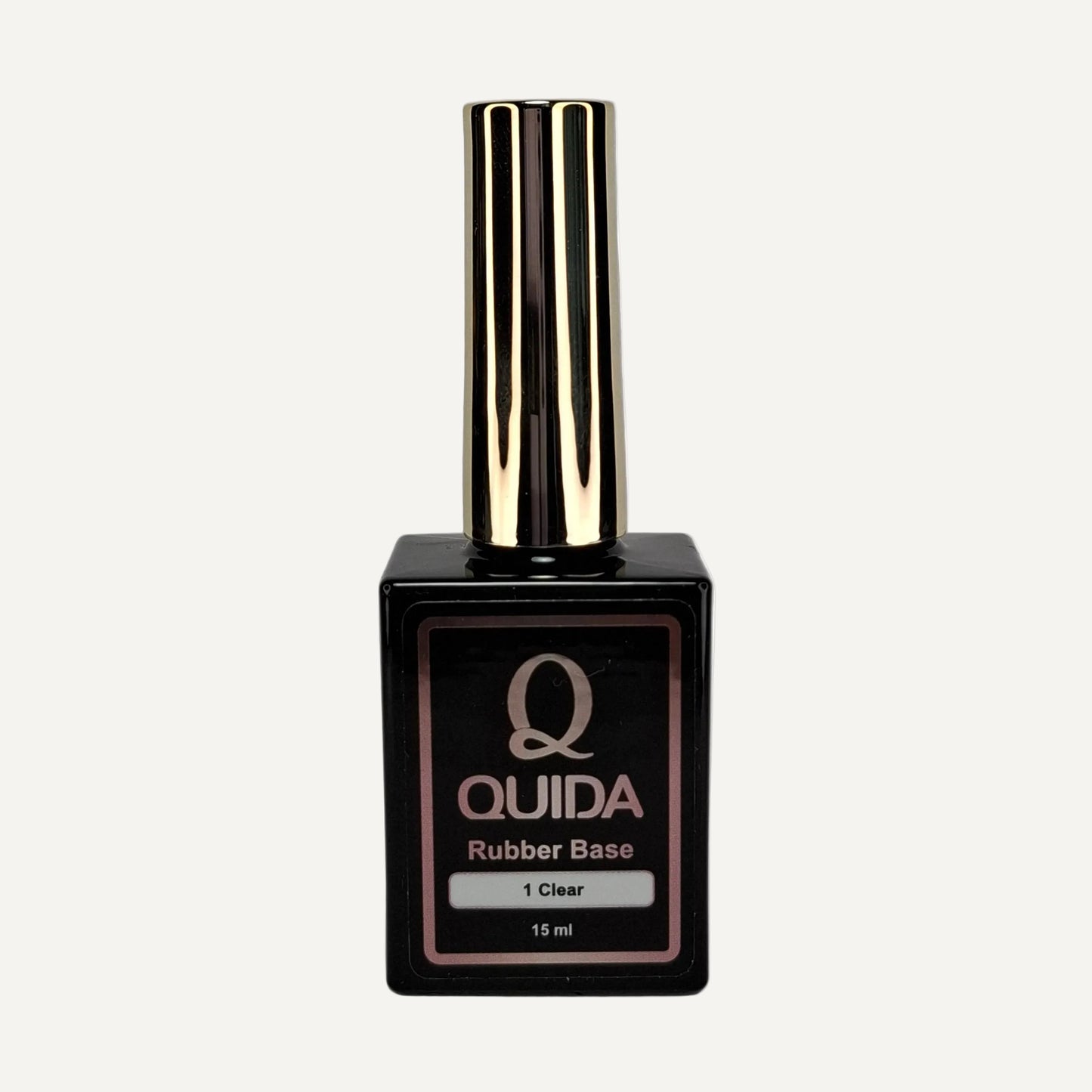 Quida Rubber Base Clear 15ml - flesje met Quida label, zelfnivellerende base gel
