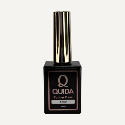 Quida Rubber Base Clear 15ml - flesje met Quida label, zelfnivellerende base gel